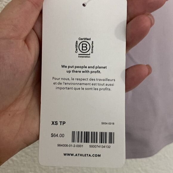 NWT- Athleta-Conscious Lace Crop Top Shasta Purple Built In Bra- Size XS - Picture 6 of 11